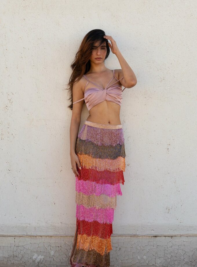 The Tassel Skirt and Silk Ribbon Bralet